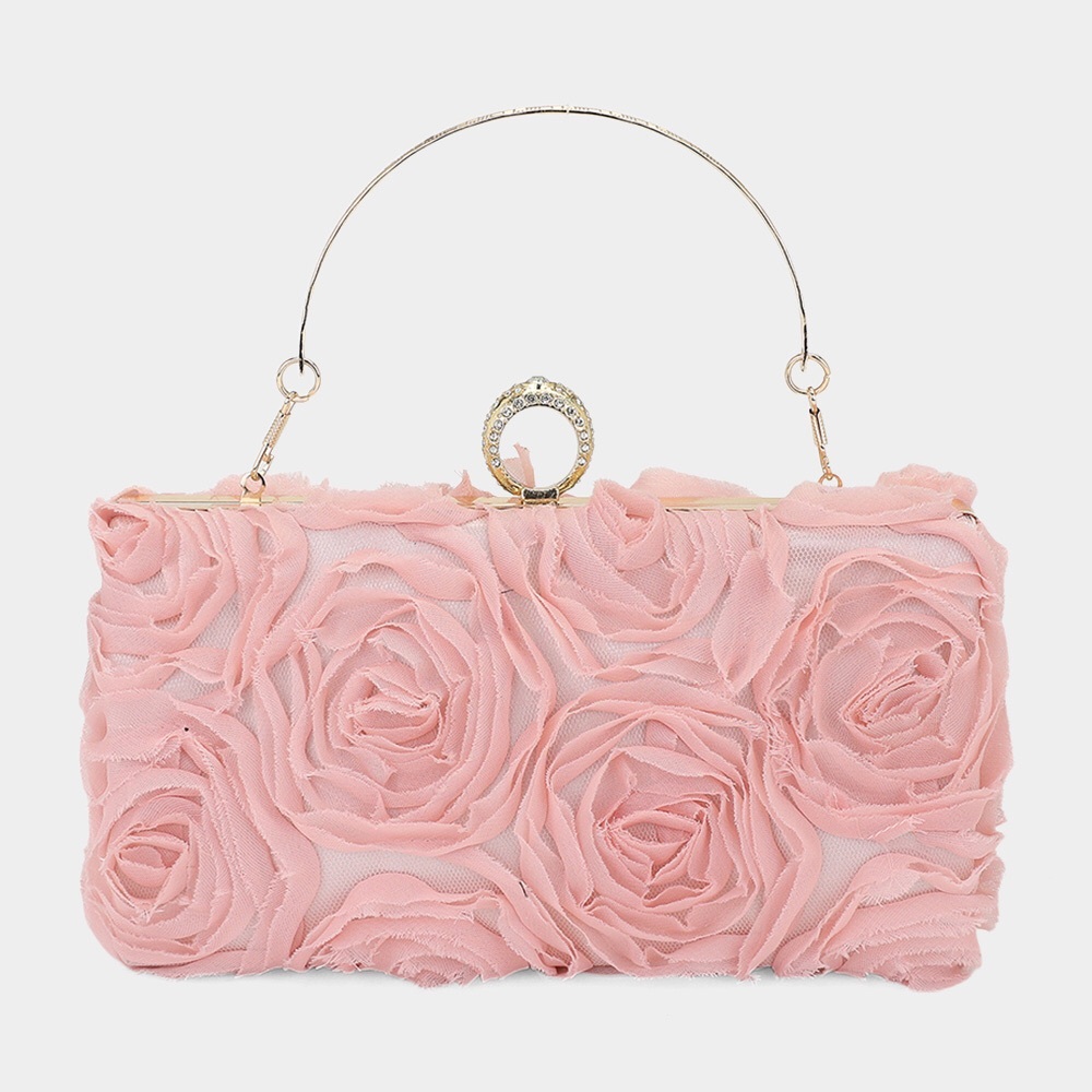 Elegant Pink Floral Evening Bag
